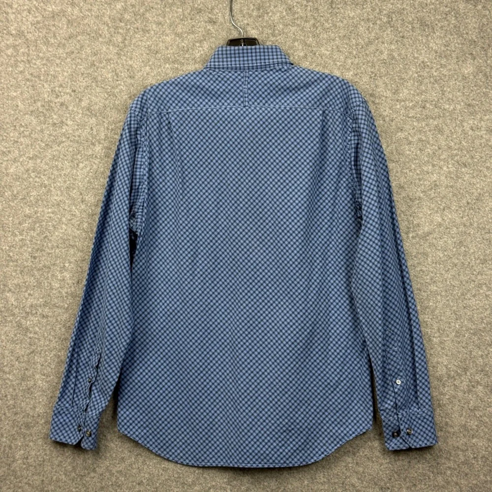Banana Republic Mens Slim Fit Gingham Button Down Shirt Blue Check Small 14-14.5